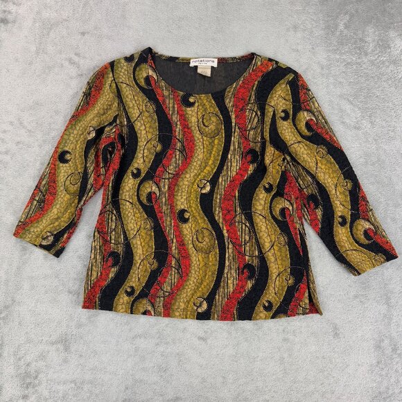 Vintage Notations Petite S Whimsigoth Celestial Moody Shirt Stretch Y2K USA Made - Picture 2 of 8